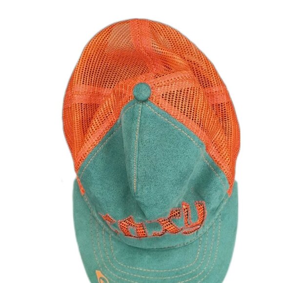 Roxy Girls Trucker Hat 8-16 Green Suede & Orange Mesh Snapback Cap - Picture 2 of 9